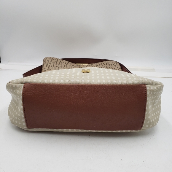 Relic Polka Dot Beige Brown Flap Front Shoulder Bag Vegan  Medium Adjustable - Picture 7 of 16